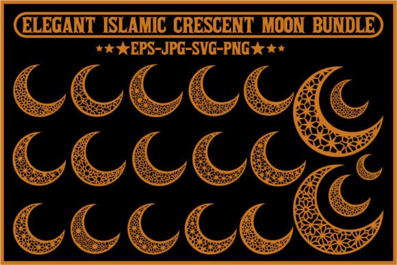 20 Elegant Islamic Crescent Moon Bundle: Graphics & Illustrations