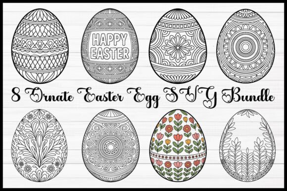 8 Ornate Easter Egg SVG Bundle: Graphics & Illustrations for Seasonal Branding