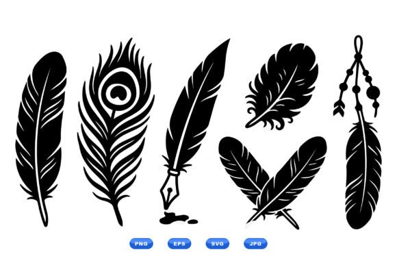 Boho Feather Clipart Collection: Graphics & Illustrations