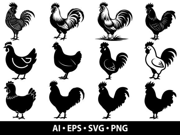 Chicken Vector SVG Bundle: Graphics & Illustrations for Handmade Brands