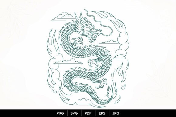Chinese Dragon Line Art SVG: Graphics & Illustrations Review