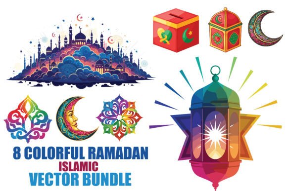 Colorful Ramadan Islamic Vector Bundle: Graphics & Illustrations