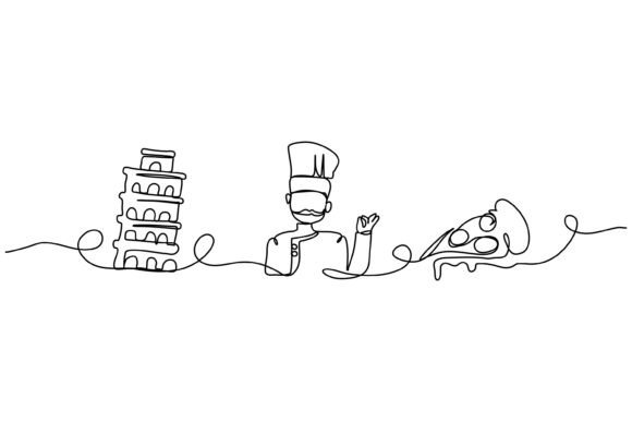 Continuous Line Chef Cook Graphics & Illustrations