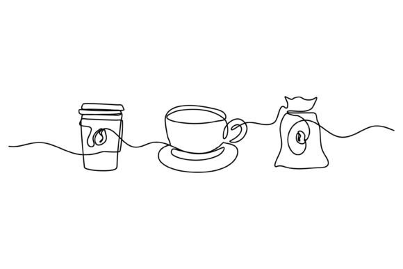 Continuous Line Design of Coffee Drink: Graphics & Illustrations