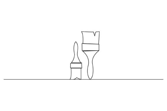 Continuous Line Paintbrush Graphics & Illustrations