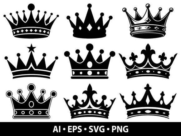 Crown Vector SVG Bundle: Graphics & Illustrations for Elegant Branding