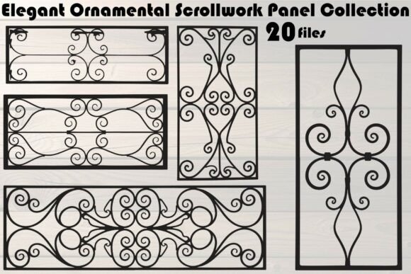 Elegant Ornamental Scrollwork Panel: Graphics & Illustrations