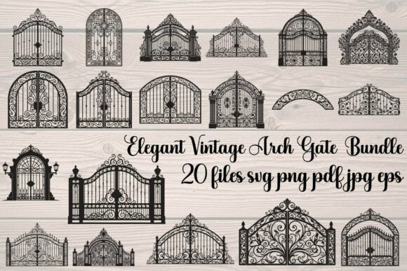 Elegant Vintage Arch Gate Bundle: Graphics & Illustrations