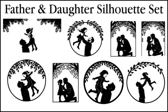 Father and Daughter Silhouette Set: Graphics & Illustrations for Heartfelt Branding
