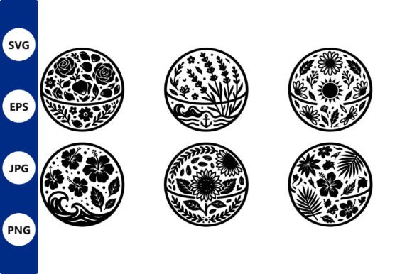 Floral Round Motifs: Graphics & Illustrations for Sellers