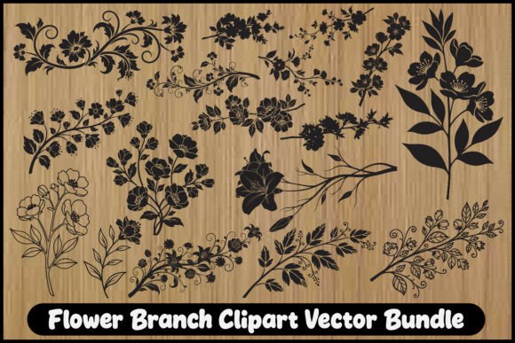 Flower Branch Clipart Vector Bundle: Graphics & Illustrations for Sellers