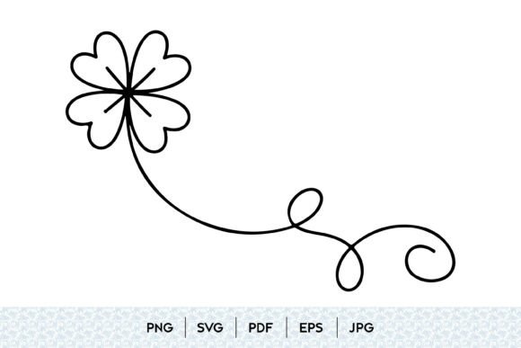 Four Leaf Clover Line Art Vector: Graphics & Illustrations