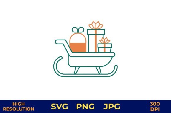 Holiday Sled with Gifts Vector Design: Graphics & Illustrations
