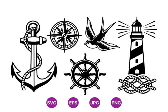 Nautical Vintage Marine Icons: Graphics & Illustrations for Editorial Impact