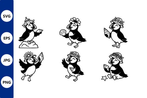 Penguin Flower Crown Collection: Graphics & Illustrations