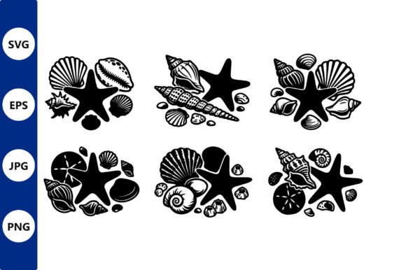 Seashell Starfish Vector Collage Set: Graphics & Illustrations