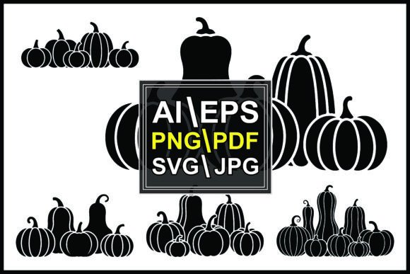 Silhouettes Various Pumpkins Gourds Autu Graphics