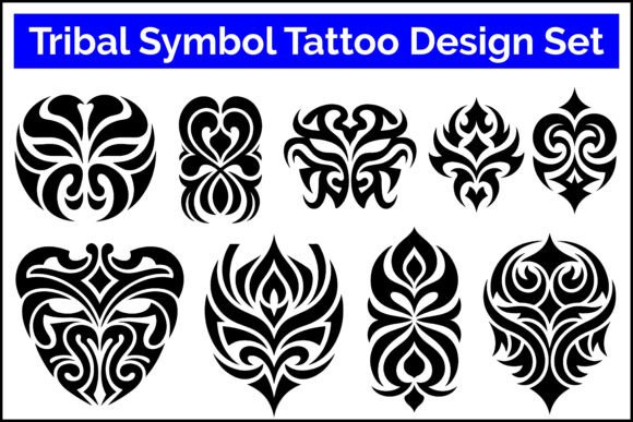 Tribal Symbol Tattoo Design Set: Graphics & Illustrations