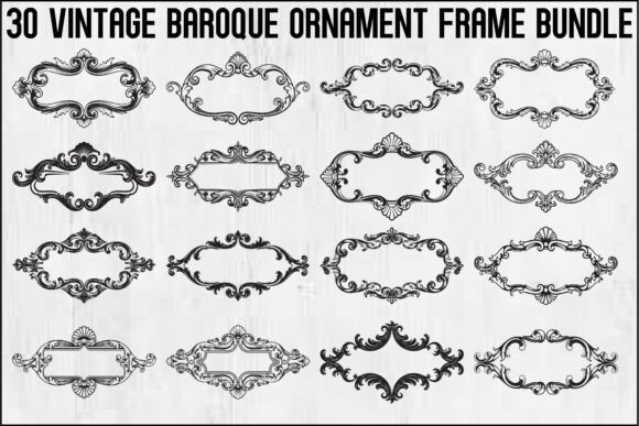 Vintage Baroque Ornament Frame Bundle